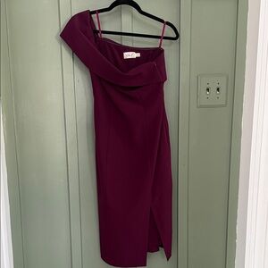 Eliza J One Shoulder Dress in Rich Purple